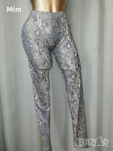 CALZEDOIH M/ L Бежов клин змийски принт с отблясък на кожен ефект, снимка 2 - Клинове - 41905256