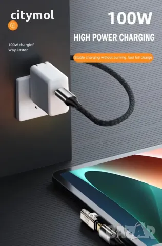 90 градусов адаптер, 100W Super Charge 20Gbps Type C USB 4.0, 4K/8K, мъжко към женско, снимка 2 - Други - 49440482