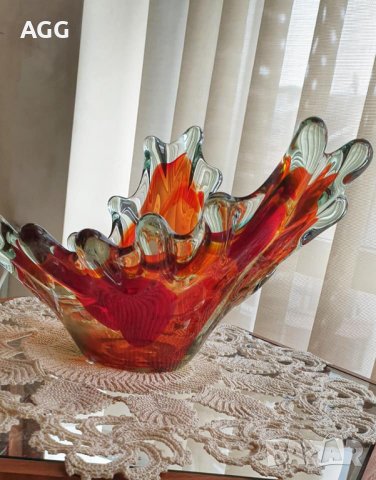 Ретро арт декор винтидж Мурано фруктиера, снимка 4 - Антикварни и старинни предмети - 39987493