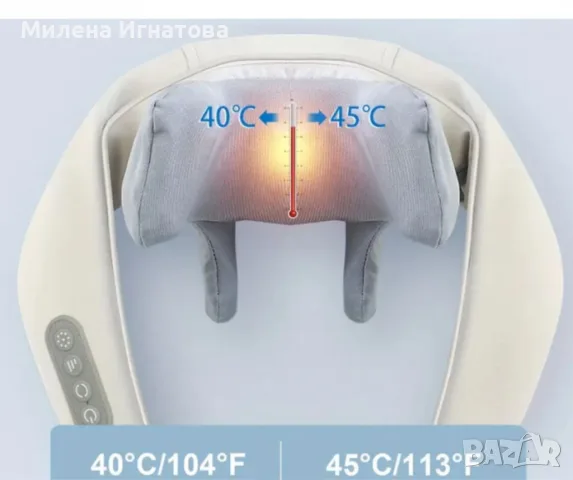 Акумулаторен масажор с топлина за врат,гръб,рамена,крака,за мускулна релаксация, снимка 9 - Масажори - 55955834