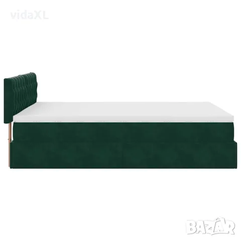 vidaXL Османско легло с матрак Тъмнозелено 140x200cm кадифе, снимка 10 - Спални и легла - 56147029