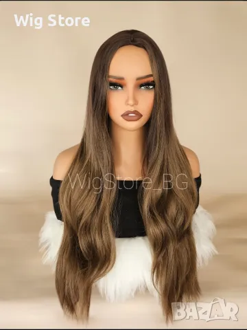 Кафява перука без бретон