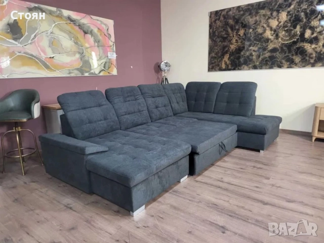ПРОМОЦИЯ!!!Тъмно сив П - образен ъглов диван Nixon с функция сън, снимка 6 - Дивани и мека мебел - 52829905