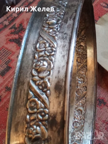 Античен поднос с дръжки декориран сребърен или посребрен 54307, снимка 9 - Антикварни и старинни предмети - 53601258