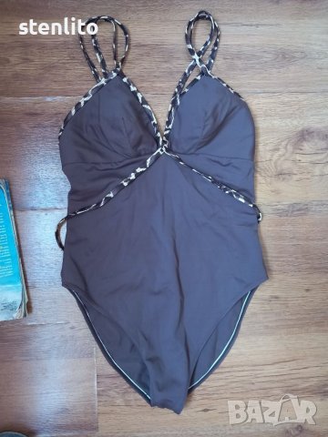 Кафяв цял дамски бански размер М , снимка 1