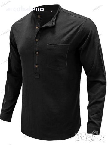 Мъжка едноцветна риза с дълъг ръкав Defender Performance Henley, 6цвята , снимка 6 - Ризи - 40889959