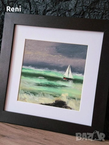 Преди буря, пастелна картина, оригинал, снимка 2 - Картини - 53845813