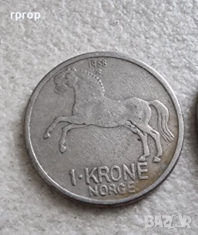Норвегия .1, 2  ,5 ,10 оре . 1 и 5 крони. 1958 - 1967 година. Стара емисия., снимка 3 - Нумизматика и бонистика - 42310028