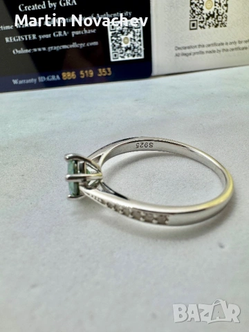 Сребърен пръстен с мойсанит (Диамант) 1 карат, снимка 7 - Пръстени - 53508195