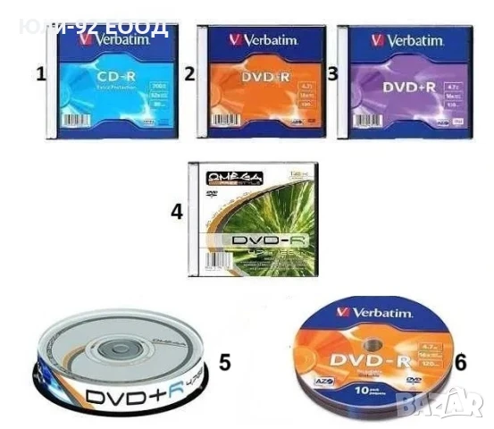 CD, DVD, Verbatimm и OMEGA, в кутийка или шпиндел
