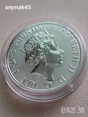 Сребро 2 oz.Британия, снимка 4 - Нумизматика и бонистика - 53712253