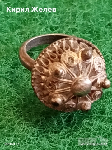 Възрожденски Болярски сребърен пръстен филигранна изработка 21700, снимка 5 - Пръстени - 52918792