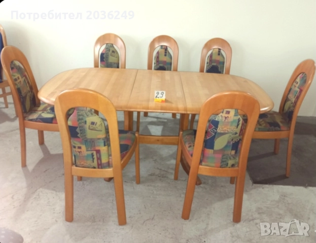 Комплект масивна разтегателна маса с 7 стола- Автомат 