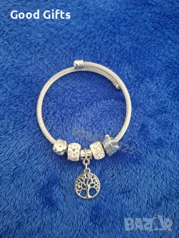 Дамска гривна тип Пандора с 5 броя талисмани, Дървото на живота , снимка 4 - Гривни - 49192572