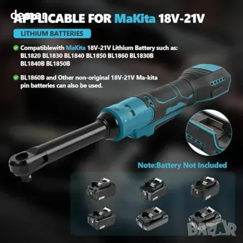 Акумулаторна тресчотка JOJOCY 80 Н·м, 9,525 мм, удължена глава, за MK 18 V, снимка 3 - Други стоки за дома - 56011809