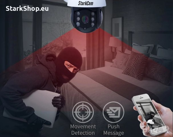 ТОП Робо Въртяща Камера с Аларма за видеонаблюдение Цветно Нощно, снимка 2 - IP камери - 42043178