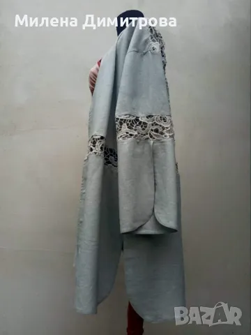 Ленено кимоно с дантела ръчна изработка , снимка 7 - Сака - 48846138