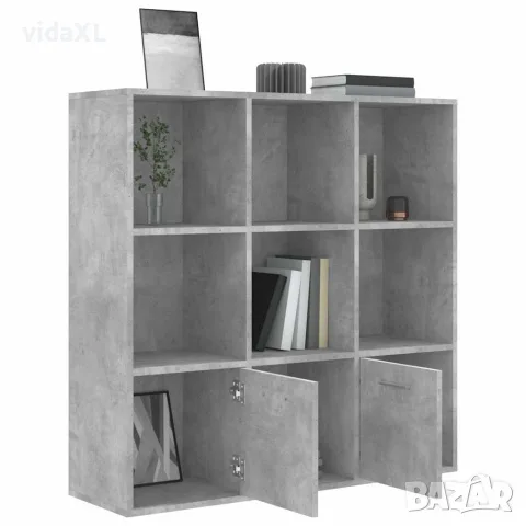 vidaXL Шкаф библиотека, бетонно сива, 98x30x98 см, инженерно дърво, снимка 5 - Етажерки - 56147710