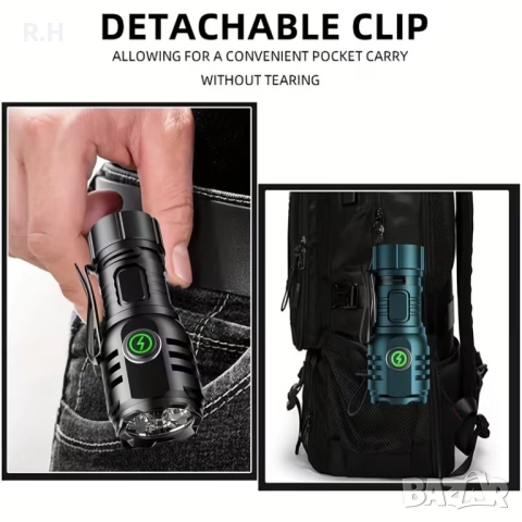 Мини фенер с магнит мощен силен и надежден с алуминиев корпус 1000 lm, снимка 4 - Къмпинг осветление - 52818683