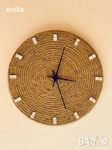 Арт стенен часовник Casa Decorator – дърво & въже, ръчна изработка