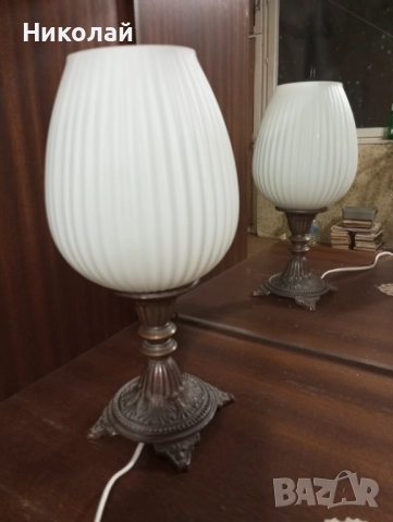 Ретро бронзова лампа, снимка 2 - Антикварни и старинни предмети - 52188146