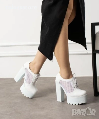 Обувки на ток - бяла кожа - FB30 , снимка 2 - Дамски обувки на ток - 51415801