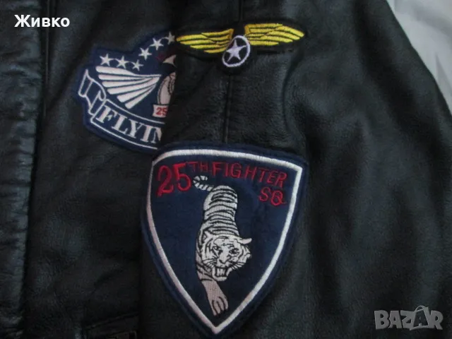 FLY HIGH FLYING TIGER пилотско ватирано кожено яке от естествена кожа., снимка 3 - Якета - 48949328