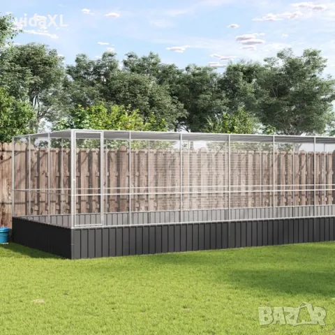 vidaXL Волиера с удължение сребриста 725x307x212 см стомана(SKU: 3214278), снимка 2 - Други стоки за животни - 56022807