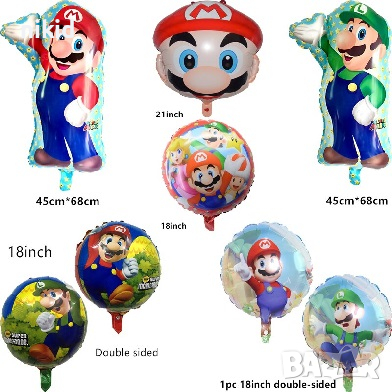 Супер Марио Super Mario Луиджи различни фолио фолиев балон хелий или въздух, снимка 5 - Други - 31905147