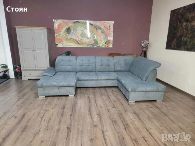 ПРОМОЦИЯ!!! Светло сив П - образен ъглов диван Nixon с функция сън