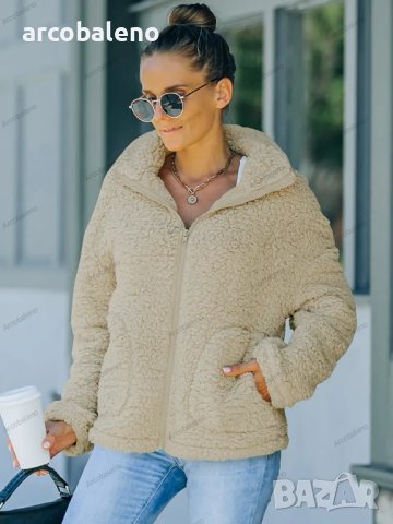 Дамско есенно-зимно топло яке с имитация на агнешки косъм, 6цвята , снимка 12 - Якета - 42090914