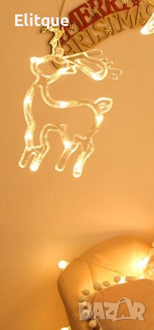 LED Завеса с коледни звезди, снежинки и елени  , снимка 2 - Декорация за дома - 52905252