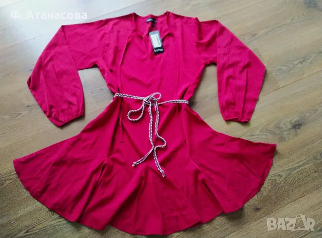 Страхотна маркова рокля туника Boohoo, коприна, размер S, нова с етикет, снимка 2 - Рокли - 50224271