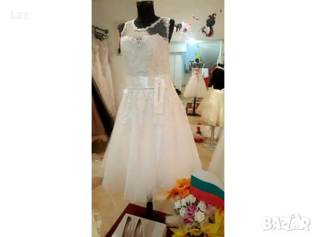 къса обемна булчинска сватбена рокля, снимка 2 - Сватбени рокли - 41870755