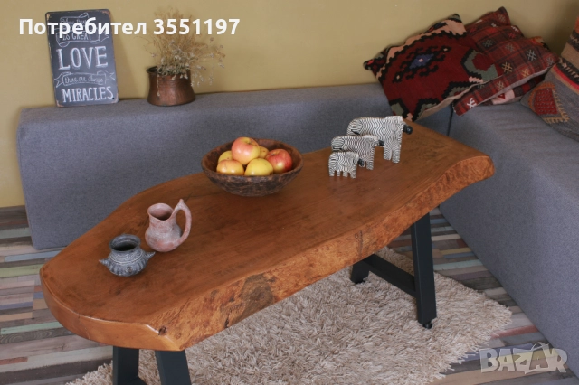 Холна маса от масивен плот с жив ръб, снимка 5 - Маси - 52188909