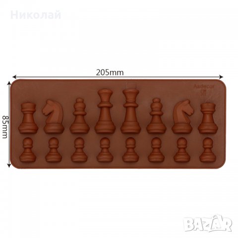 Силиконов Молд Шах , Шахматни фигури декорация на торта фондан Цар Царица пешка офицер кон топ , снимка 3 - Форми - 35881758