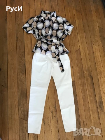 Дамски бели леко ластични фини дънки, MANGO, снимка 8 - Дънки - 50774458