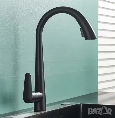 Смесител за кухненска мивка черен мат, снимка 1
