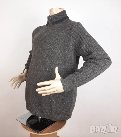 Bogner - Оригинален мъжки пуловер от вълна с цип р-р 52 / L, снимка 3 - Пуловери - 53464185