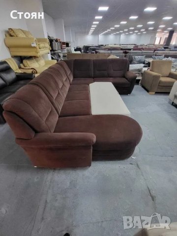 Кафяв ъглов диван от плат с функция сън "PP-QL11014", снимка 4 - Дивани и мека мебел - 39970871