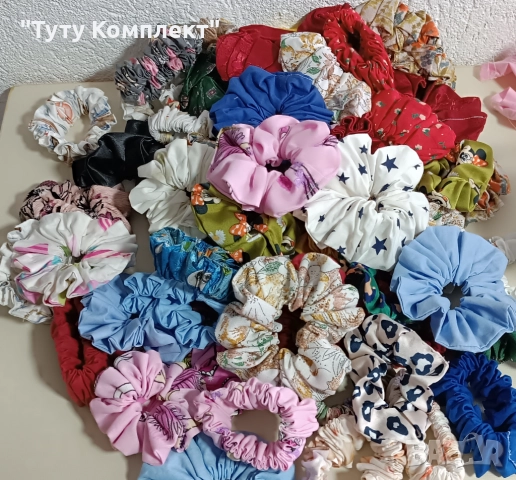 Продавам на едро 70 броя ластици за коса - скрънчи , снимка 2 - Аксесоари за коса - 52974507