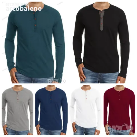 Мъжка модна блуза с дълъг ръкав, 8цвята