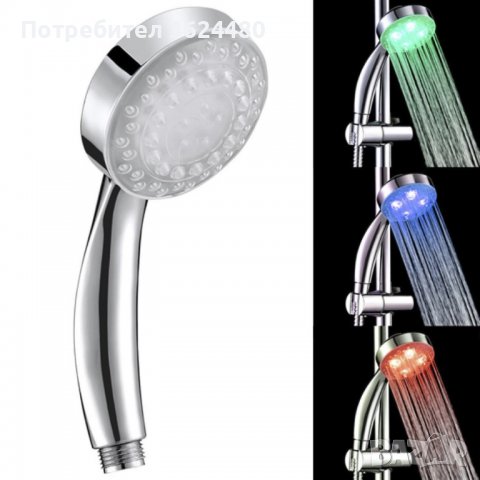 LED Душ слушалка светеща в 3 различни цвята с температурен датчик - МОДЕЛ 2, снимка 8 - Други стоки за дома - 40028064