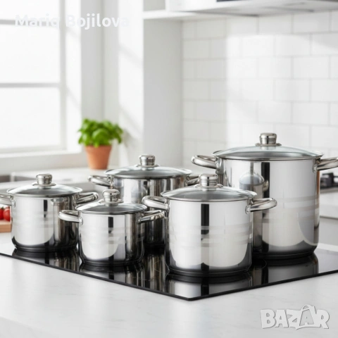 Тенджера Edenberg от неръждаема стомана и многослойно дъно за бързо и равномерно готвене, снимка 10 - Съдове за готвене - 53413750