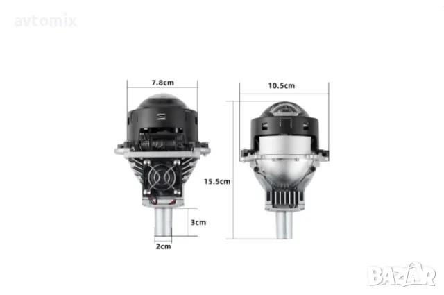 Комплект от 2бр. Bi-LED диодни лупи за вграждане във фарове с къси и дълги светлини 3"инча 90W 6500l, снимка 3 - Аксесоари и консумативи - 50097663