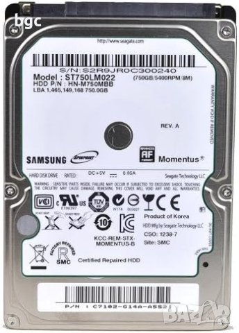 750GB Хард Диск SAMSUNG 5400rpm 2.5 за лаптоп Samsung SpinPoint ST750LM022 750GB SATA/300 5400RPM 8M, снимка 1 - Твърди дискове - 41454500