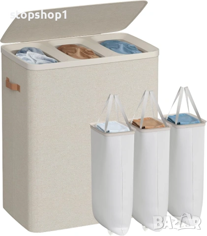 Кош за пране SONGMICS, 190 л кош за пране, лесен монтаж, с капак и дръжки, подвижна вътрешна торба, , снимка 2 - Други - 53770822