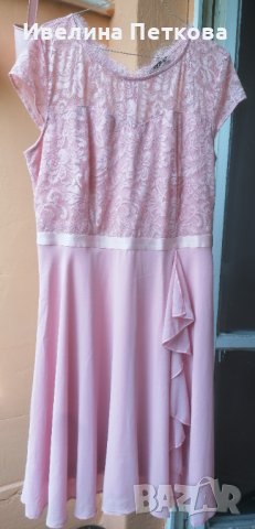 Дамска официална розова рокля от шифон и дантела, снимка 2 - Рокли - 40717215