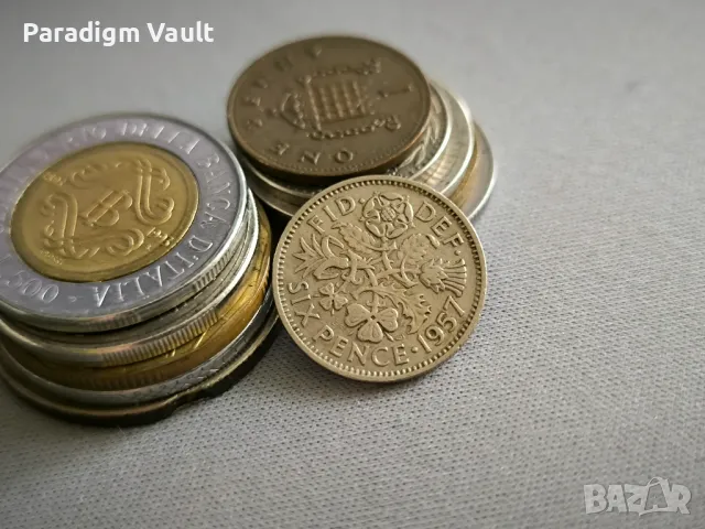 Монета - Великобритания - 6 пенса | 1957г.