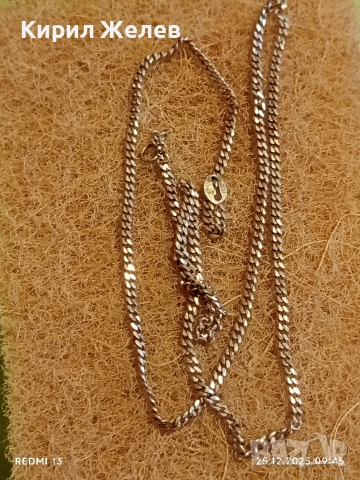 Сребърно колие плетка Кубинска верига майсторска ръчна изработка 39775, снимка 5 - Колиета, медальони, синджири - 52895624